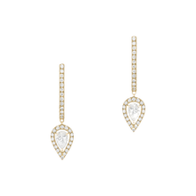  Yellow Gold Diamond Earrings Joy Hoop Earrings Pear Diamond 2x0.10ct