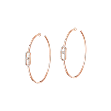  Move Uno Large Hoop Earrings Pink Gold Diamond Earrings