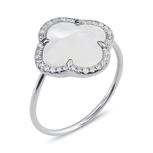  Bague, Nacre Blanche, Diamants, Or Blanc