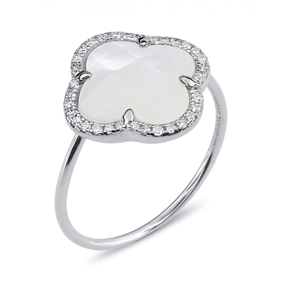 Ring, Mother Of Pearl, Diamonds, White Gold