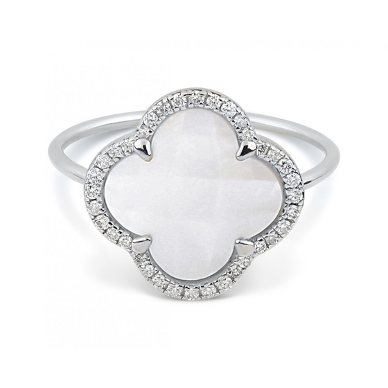 Ring, Mother Of Pearl, Diamonds, White Gold