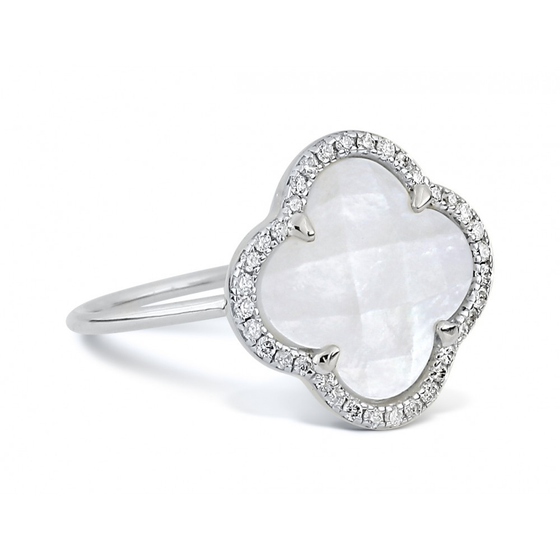 Ring, Mother Of Pearl, Diamonds, White Gold