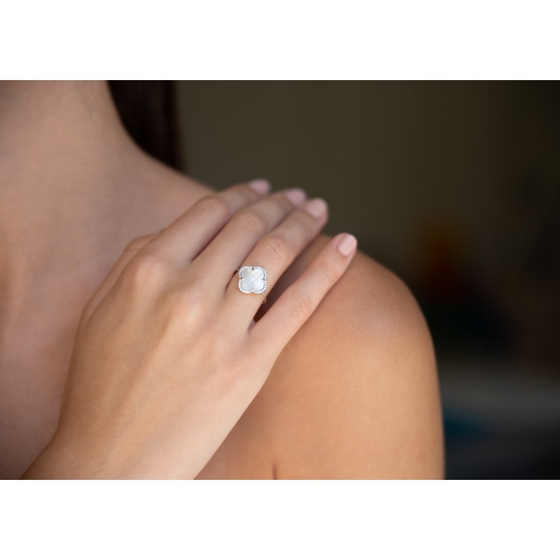 Ring, Mother Of Pearl, Diamonds, White Gold