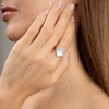 Bague, Nacre Blanche, Diamants, Or Blanc