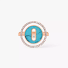Lucky Move turquoise ring, small model Lucky Move SM diamond ring in pink gold and turquoise