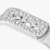 Move Noa two-finger chiseled ring Move Noa two-finger ring in 18-karat white gold with a chiseled finish, featuring pavé diamonds and three brilliant-cut moving diamonds in the center.