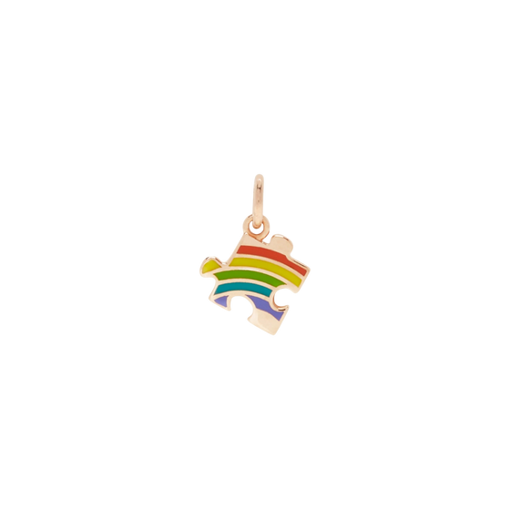 Pendentif Puzzle Lgbtq+ Or Rose & Émail