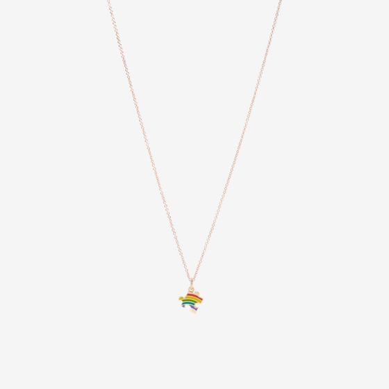 Pendentif Puzzle Lgbtq+ Or Rose & Émail