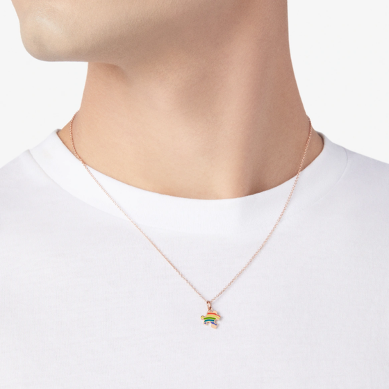 Pendentif Puzzle Lgbtq+ Or Rose & Émail