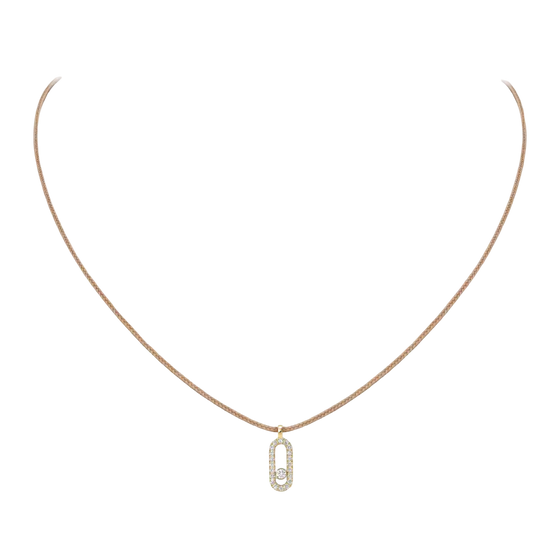 Messika CARE(S) Beige Cord Pavé Necklace Yellow Gold Diamond Necklace