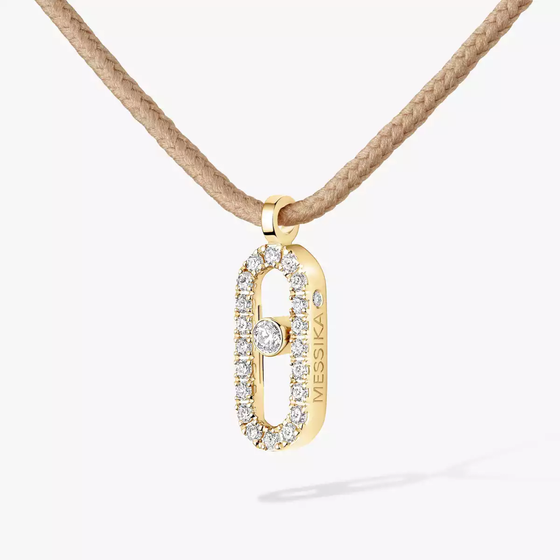 Messika CARE(S) Beige Cord Pavé Necklace Yellow Gold Diamond Necklace
