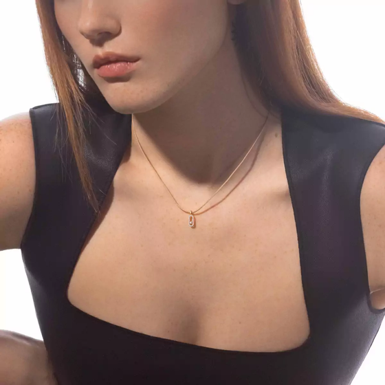 Messika CARE(S) Beige Cord Pavé Necklace Yellow Gold Diamond Necklace