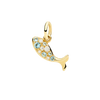 Yellow Gold Fish Charm, Topazes & Diamonds