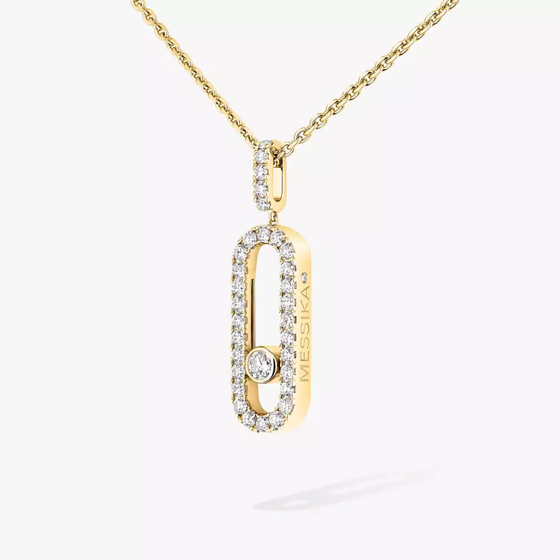 Move Uno Pavé LM Yellow Gold Diamond Necklace