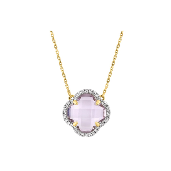 Collier, Améthyste Rose, Diamants, Or Jaune