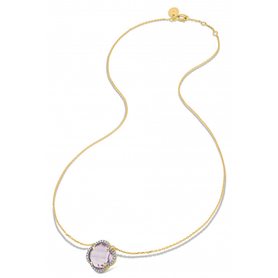 Collier, Améthyste Rose, Diamants, Or Jaune