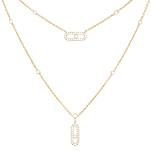 Yellow Gold Diamond Necklace Move Uno 2 Rows Pavé