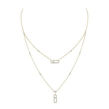  Move Uno 2 Rows Pavé Yellow Gold Diamond Necklace