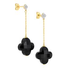  Earrings, Black Onyx, Diamonds, Yellow Gold