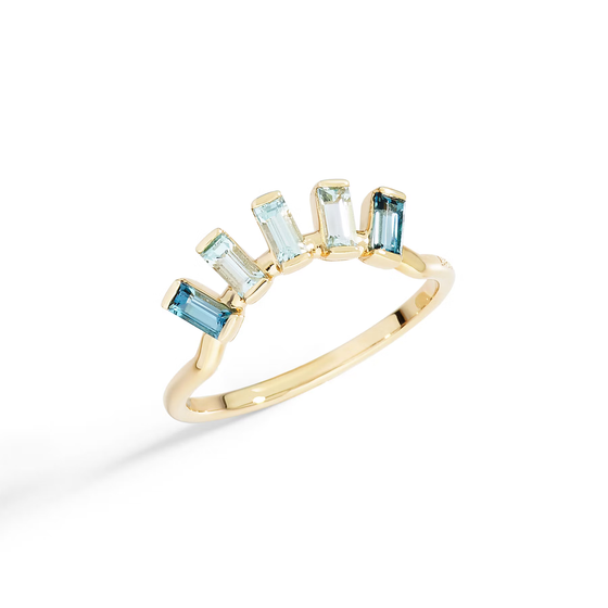 Bague Demi-halo En Topazes Bleu London Et Sky