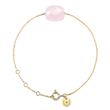  Bracelet, Powdery Pink Quartz, Yellow Gold