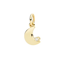  White Gold & White Diamond Moon Charm