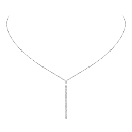 Gatsby Barrette Verticale Collier Diamant Or Blanc