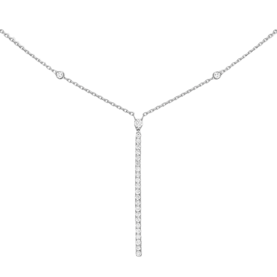 White Gold Diamond Necklace Gatsby Vertical Bar