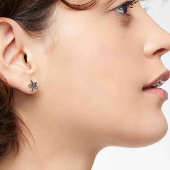 Boucle D'oreille Stellina Or Rose & Diamants Noirs