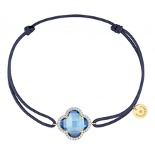  Blue Topaz (swiss Blue) Blue Jean Cord Yellow Gold Victoria Diamonds Bracelet