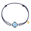 Bracelet, Topaz Swiss Blue, Diamonds, Blue Jean Cord, Yellow Gold