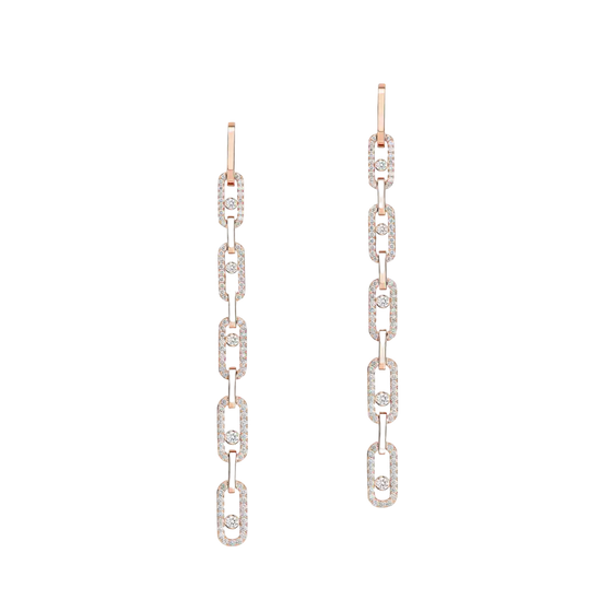 Boucles d'oreilles pendantes Move Link Boucles d'oreilles Diamant Or Rose