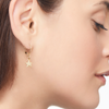 Yellow Gold Charm Holder Hoop Earring