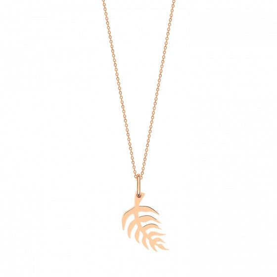 Rose gold necklace palm leaf
