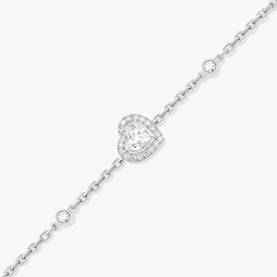 Bracelet Diamant Or Blanc Bracelet Joy diamant cœur 0,15ct