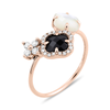 Bague, Onyx, Nacre Blanche, Diamants, Or Rose
