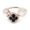 Bague, Onyx, Nacre Blanche, Diamants, Or Rose