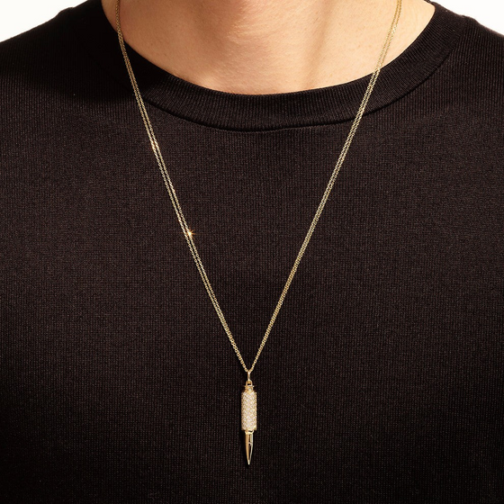 Collier pour homme et femme en forme de balle en or rose et diamants blancs.  Pendentif Fatal Attraction Akillis PFA0029-OR