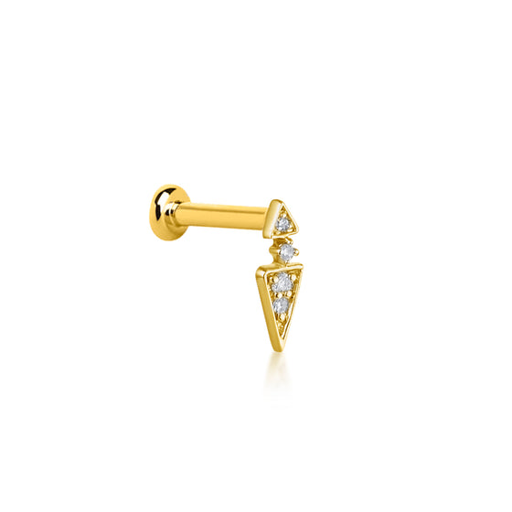 Piercing pour femme en or jaune 18 carats et diamants blancs. Piercing Le Carre GB196OA