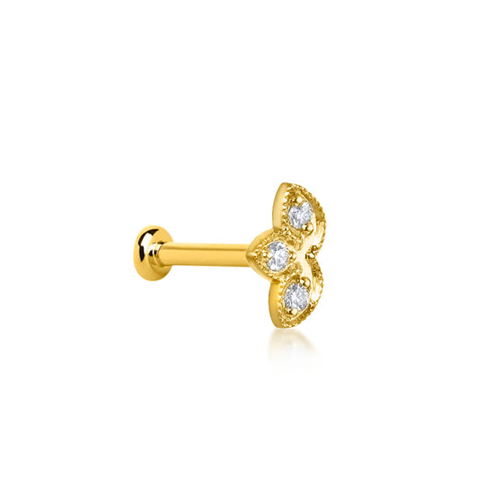 Piercing pour femme en or jaune 18 carats et diamants blancs. Piercing Le Carre GB198OA