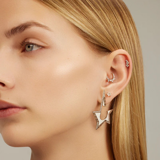 Piercing pour femme en or rose et diamants. Piercing Lumière Kismet by Milka N0PR01410463Y08.003