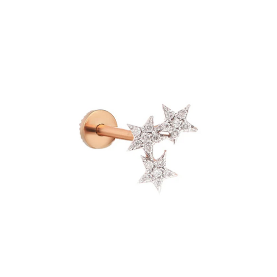 Piercing pour femme en or rose et diamants en forme d'étoiles. Piercing Stars Kismet by Milka N0PR01410419Y08