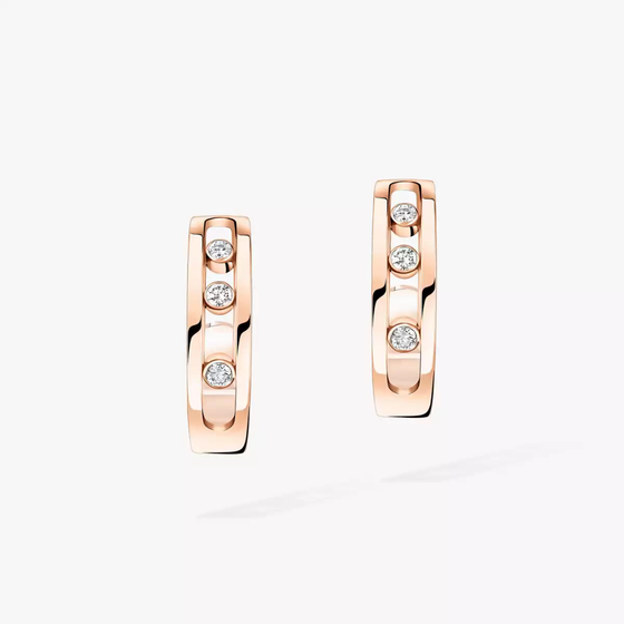 Move Hoop Pink Gold Diamond Earrings
