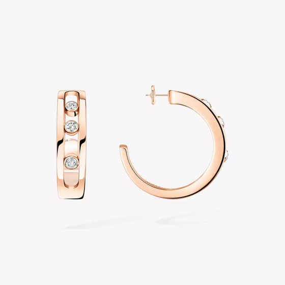 Move Hoop Pink Gold Diamond Earrings