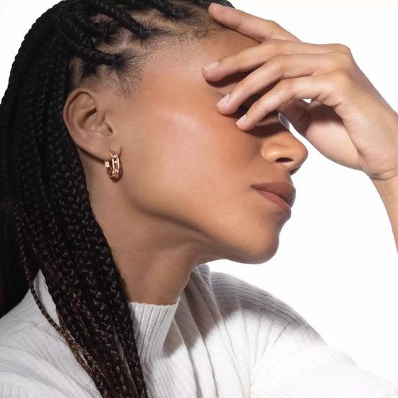 Move Hoop Pink Gold Diamond Earrings