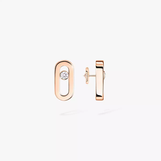 Gold Move Uno Stud Earrings Pink Gold Diamond Earrings