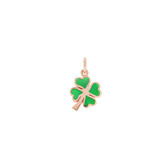 Rose Gold & Enamel Four Leaf Clover Charm