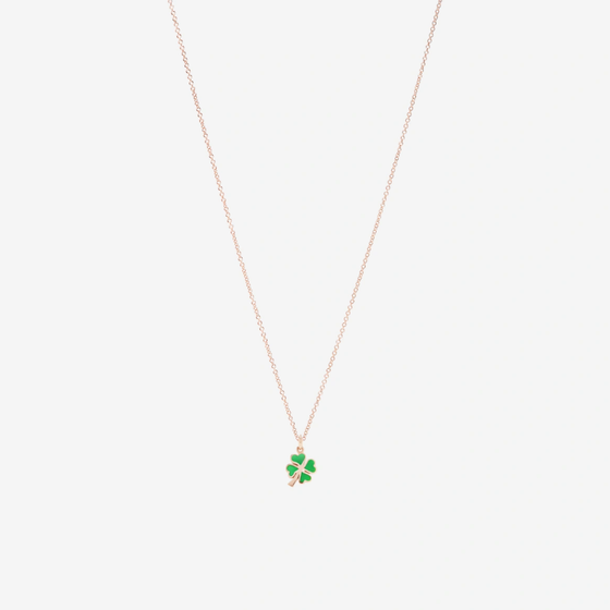 Rose Gold & Enamel Four Leaf Clover Charm