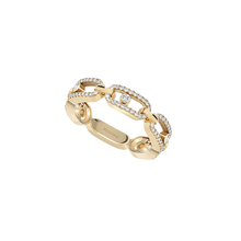  Yellow Gold Diamond Ring Move Link Multi Pavé