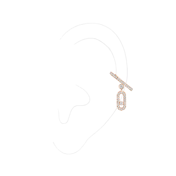 Move Uno Single Clip Pavé Drop Pendant Pink Gold Diamond Earrings